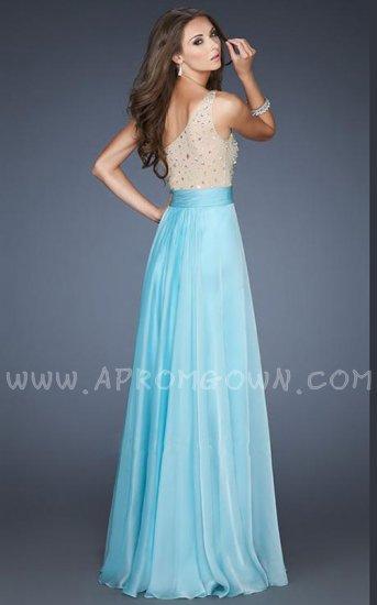 Hochzeit - Asymmetrical One Strap Long Prom Dress by La Femme 18646 Aqua