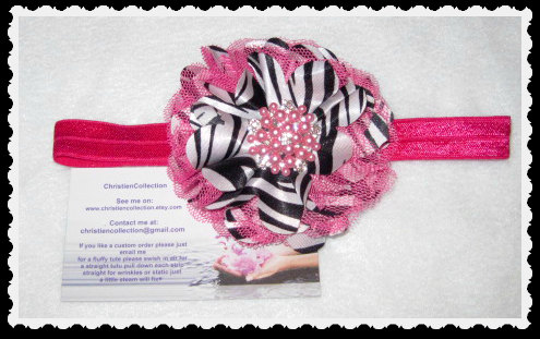 Mariage - Zebra and pink Headband Baby headband Newborn Gift Custom Orders Welcome Wedding Accessories