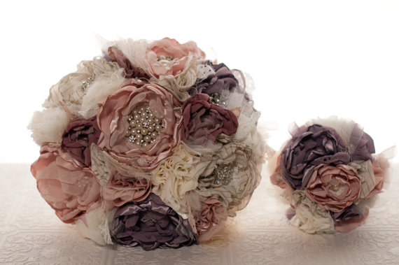 زفاف - Custom fabric brooch bouquet reserved for Jill