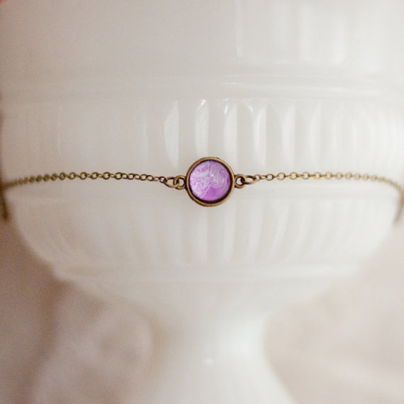 زفاف - Lilac Tiny Lace Cabochon Bracelet  - Eden Collection - Wedding Jewelry, Bridesmaid Gift, Customized Color
