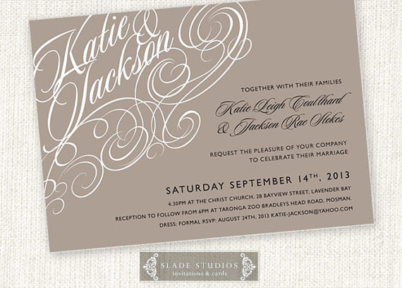 Свадьба - Formal florish wedding invitations printable. Traditional wedding invitations print at home.