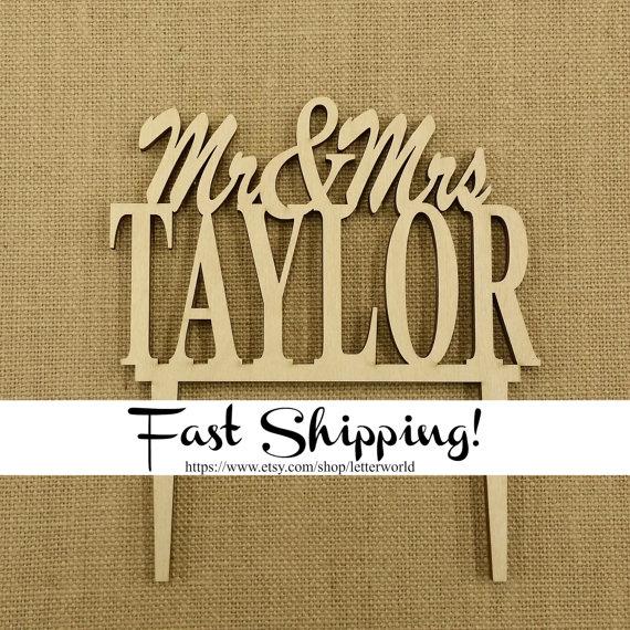 Hochzeit - Mr and Mrs Cake Topper - Personalized Cake Topper - Wooden Wedding Cake Topper - Custom Cake Topper