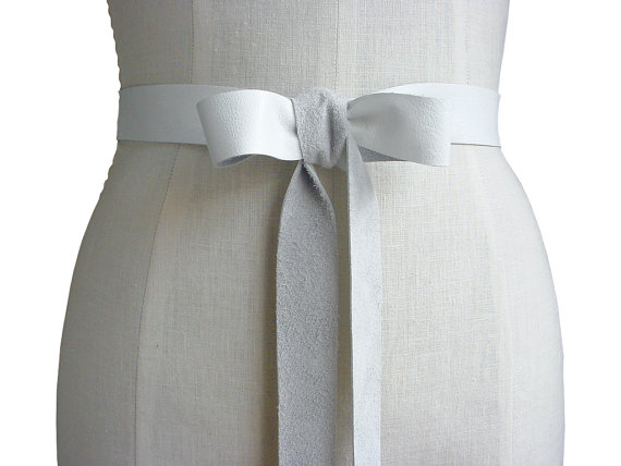 Hochzeit - Seamless white LEATHER RIBBON BELT Rustic elegance  wedding dress belt  Preppy Wedding womens leather belt leather ribbon sash custom made