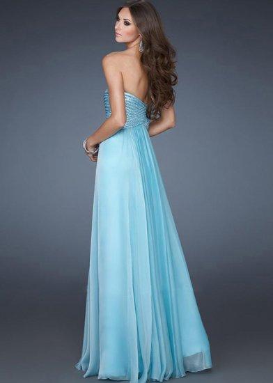 زفاف - Long Strapless La Femme Sequin Prom Dress 18342 Aqua