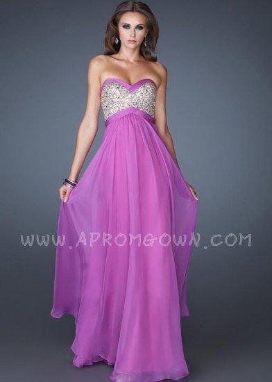 Wedding - Sequin Top Tie Back Prom Dress by La Femme 18733 Bright Purple