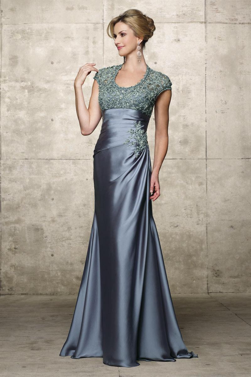 Hochzeit - Beaded Applique Satin Empire Prom/evening Dress Alyce 29439