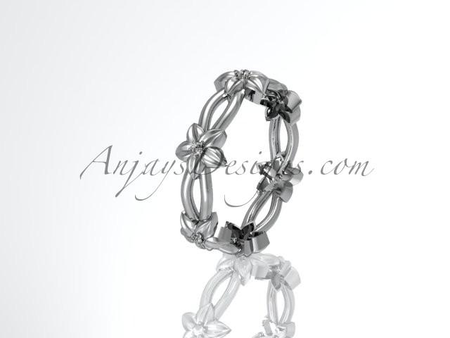 Wedding - 14k white gold diamond leaf,vine flower wedding ring,engagement ring ADLR19B