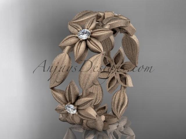 Mariage - http://www.anjaysdesigns.com/14kt-rose-gold-diamond-leaf-and-vine-flower-wedding-ring-engagement-ring-wedding-band-adlr344.html#.VbW1yfmqpBc