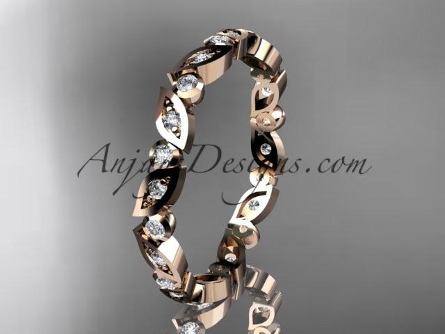 Wedding - 14k rose gold diamond leaf and vine wedding band,engagement ring ADLR13B