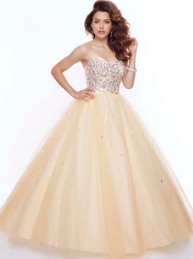 Свадьба - Ball Gown Sweetheart Natural Floor Length Sleeveless Beading Zipper Up Tulle Gold Prom / Homecoming / Evening Dresses By Paparazzi 93083