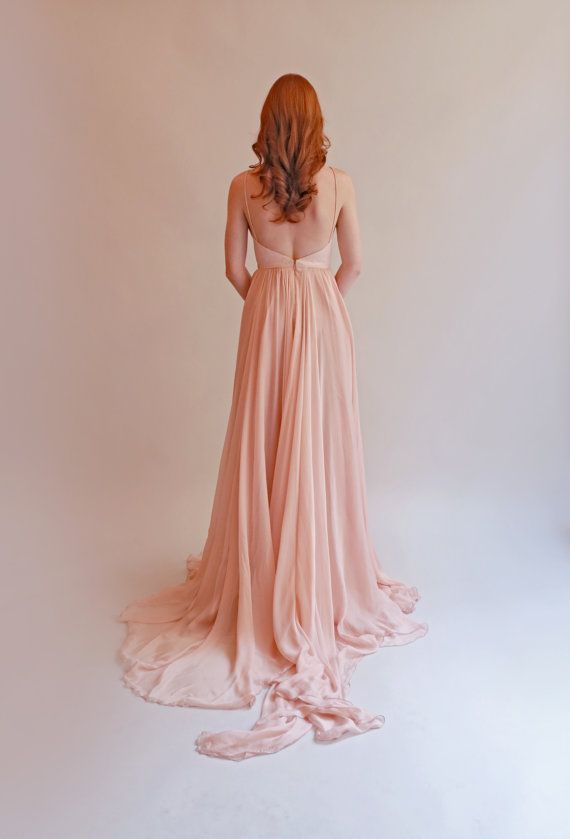 Mariage - Feather Light Silk Wedding Gown With Embellished Bodice--Lea--Blush Or Ivory