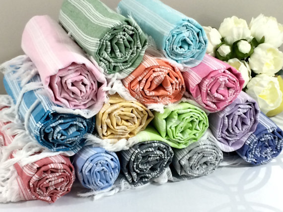 Hochzeit - Turkish Peshtemal Towel Fouta Towel Beach Towel Bath Bridesmaid Gift, Wedding Gift  Towel Hammam Towel