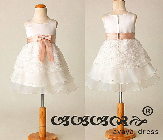 زفاف - Flower girl dress , lace junior bridesmaid dress, Tulle Satin  Lined Girl Dress.cheap bridesmaid dress.custom flower girl dress,party dress