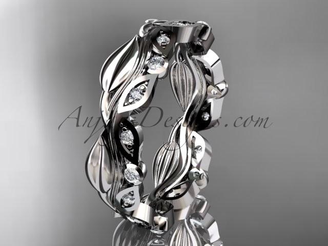 Hochzeit - Platinum diamond leaf and vine wedding ring, engagement ring, wedding band ADLR268