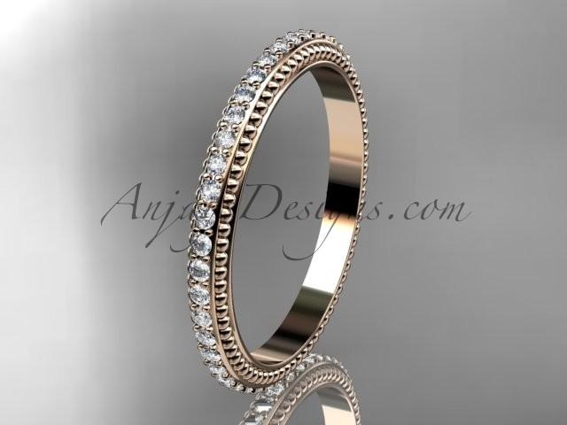 زفاف - 14kt rose gold diamond wedding ring, engagement ring, wedding band ADER86B