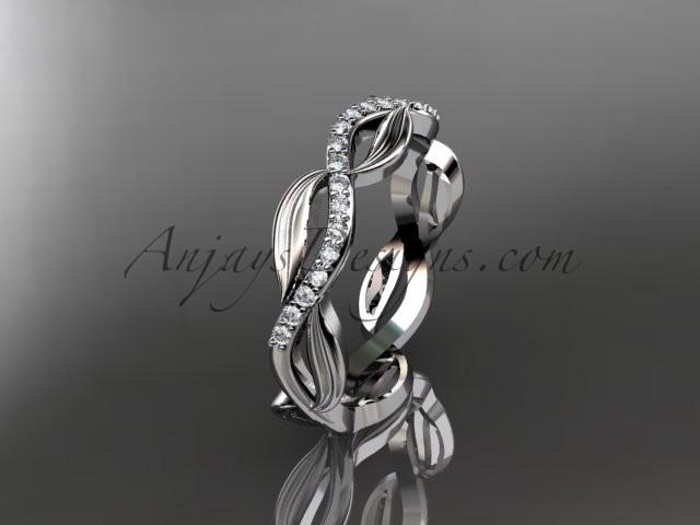 Wedding - platinum diamond leaf and vine wedding ring, engagement ring, wedding band ADLR100B