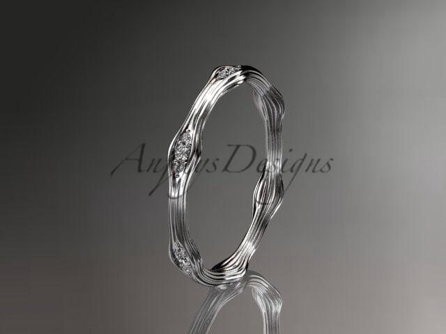 زفاف - 14k white gold diamond vine wedding ring, engagement ring ADLR21AB