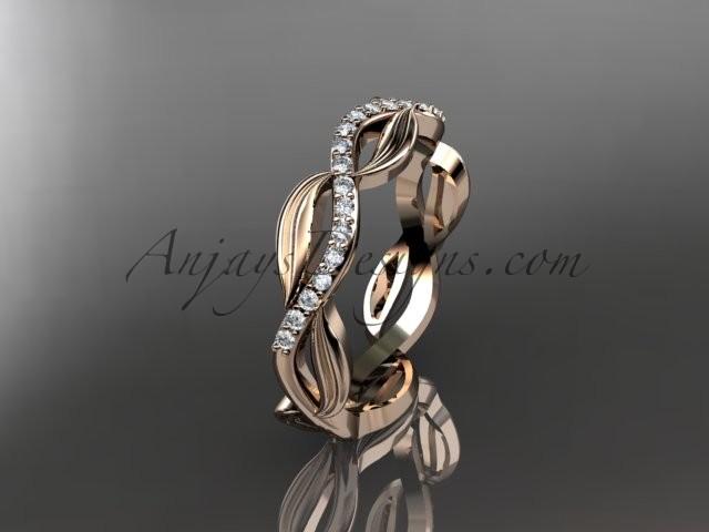 Mariage - http://www.anjaysdesigns.com/14k-rose-gold-diamond-leaf-and-vine-wedding-ring-engagement-ring-wedding-band-adlr100b.html#.Vbche_mqpBc