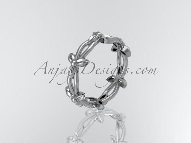 زفاف - 14k white gold leaf and vine wedding ring, engagement ring ADLR19C