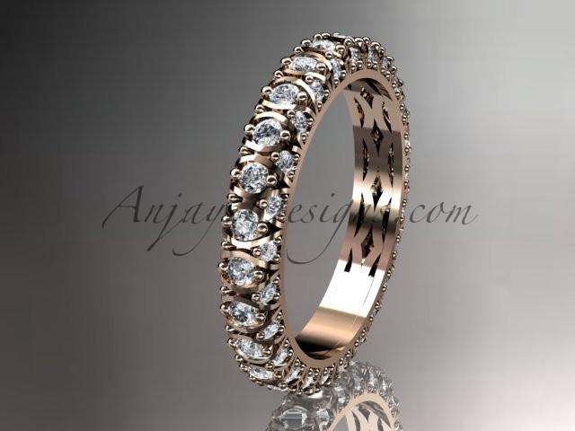 زفاف - 14kt rose gold diamond wedding ring, engagement ring, wedding band, eternity ring ADLR123