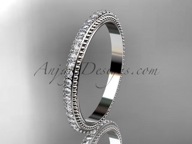 Hochzeit - 14kt white gold diamond wedding ring, engagement ring, wedding band ADER86B