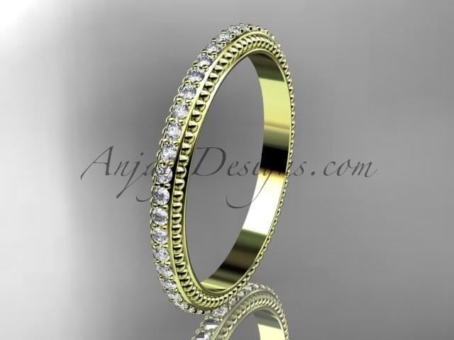 Свадьба - 14kt yellow gold diamond wedding ring, engagement ring, wedding band ADER86B
