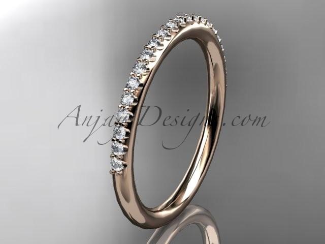 Wedding - 14k rose gold diamond unique wedding ring, engagement ring, wedding band, stacking ring ADER103