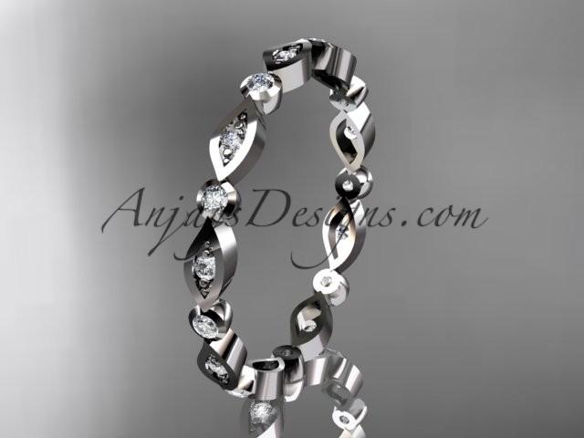 Mariage - 14k white gold diamond leaf and vine wedding band,engagement ring ADLR11B