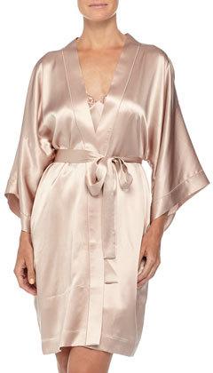 Hochzeit - Neiman Marcus Three-Quarter Sleeve Short Robe, Brulee