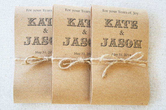 Wedding - Set of 50 Tears of Joy Tissue Packs - Wedding Tissues - Happy Tears - Rustic Chic Design - Spring Collection - Customized