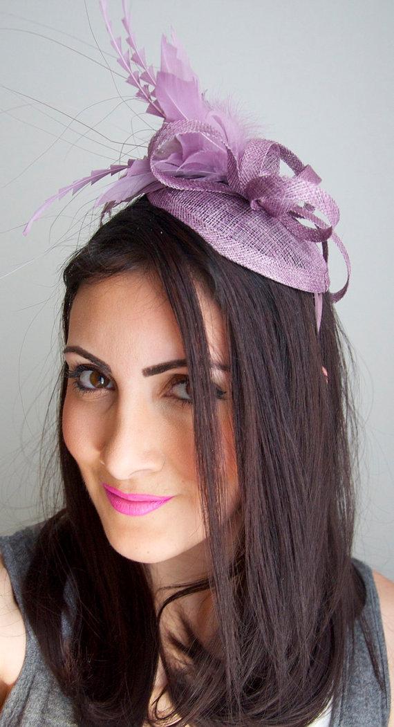 Wedding - Lavender Mini Fascinator - Arianna Mini Purple Lavender Mesh Fascintor