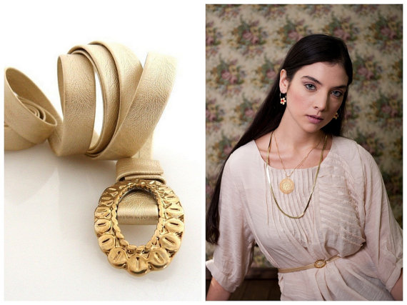 زفاف - Bridal Belt, Wedding Accessories, Bridesmaid Gold Skinny Belt With Oval Gold Buckle, faux leather Belt