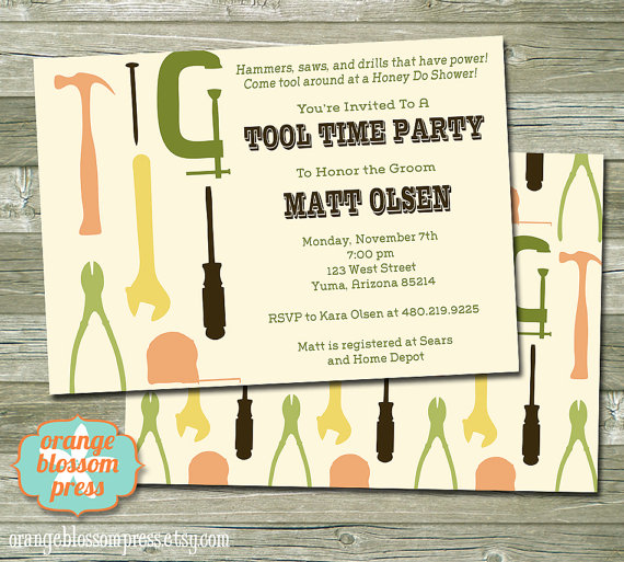 Wedding - Groom's Tool Shower Invitation, Honey Do Shower, Tool Time Party, Groom's Shower