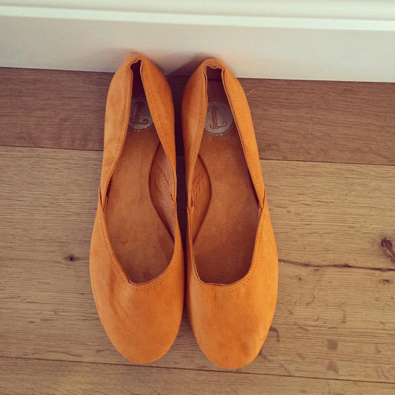 زفاف - MAYA - Ballet Flats - Suede Shoes -38 - Tangerine. Available in different colours & sizes