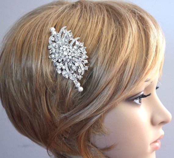 Hochzeit - Bridal Hair comb - Victorian inspired Rhinestone Swarovski Pearls wedding Bridal Headpiece