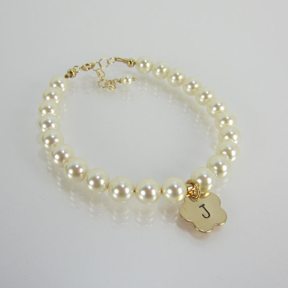 Свадьба - Flower girl bracelet Set of 4, Flower girl Personalized Bracelet,  flower girl jewelry, wedding gift for flower girls,bridal party jewelry