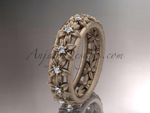 Hochzeit - 14kt rose gold diamond flower wedding ring,engagement ring,wedding band ADLR163