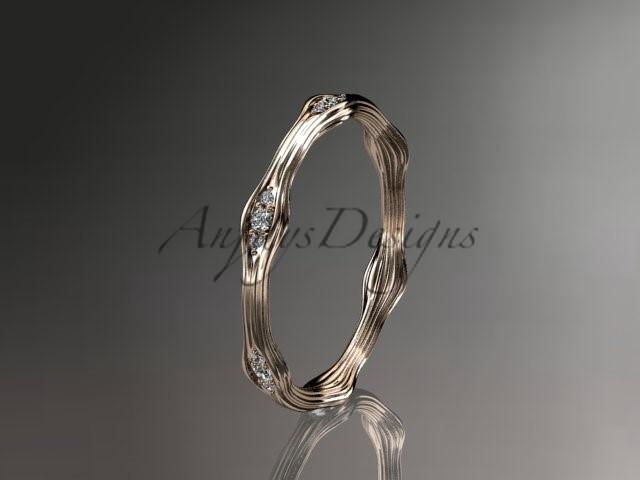 Mariage - 14k rose gold diamond vine wedding ring, engagement ring ADLR21AB