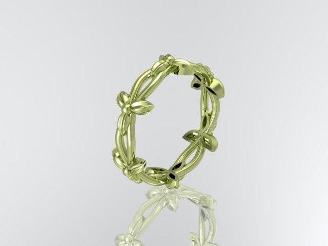 زفاف - 14k yellow gold leaf and vine wedding ring, engagement ring ADLR19C