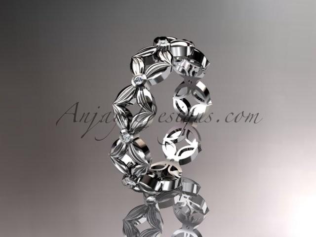 Mariage - platinum diamond flower wedding ring,engagement ring,wedding band ADLR18