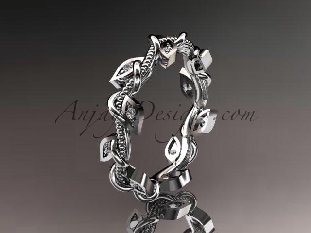 Свадьба - platinum diamond leaf and vine wedding ring, engagement ring, wedding band ADLR79