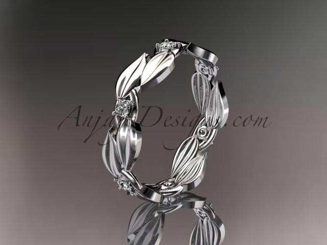 زفاف - platinum diamond leaf and vine wedding ring, engagement band ADLR58B