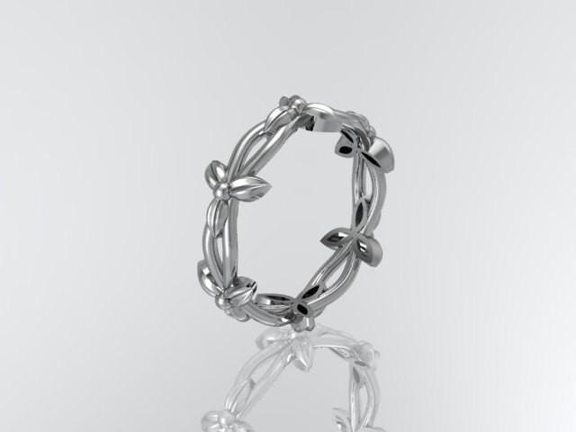 زفاف - platinum leaf and vine wedding ring,engagement ring ADLR19C