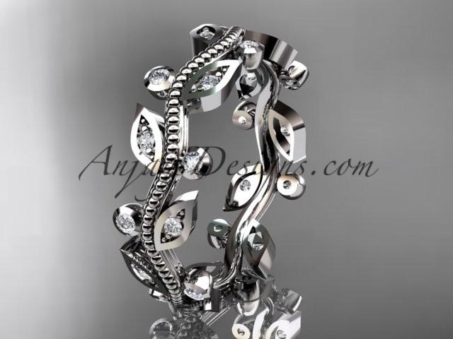 Свадьба - platinum diamond leaf and vine wedding ring,engagement ring,wedding band ADLR1B