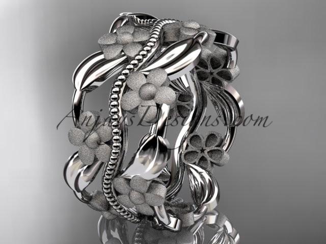 زفاف - platinum leaf and vine wedding band, engagement ring ADLR188G