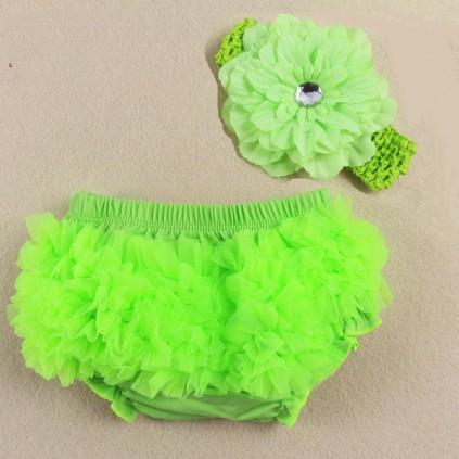 زفاف - Cute Neon Green Ruffle Bloomer