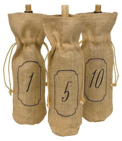 Свадьба - Hortense B. Hewitt Wedding Burlap Wine Bag Table Numbers (1-10)