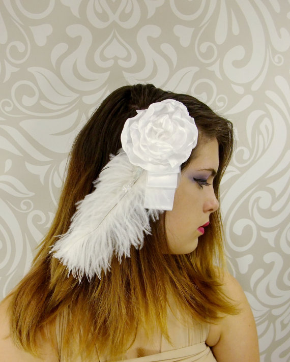 Mariage - Bridal Hair Clip, White Flower Bridal Hair Clip, Bridal Hair Accessory, Bridal Hair, Bridal Fascinator, Bridal Headpiece