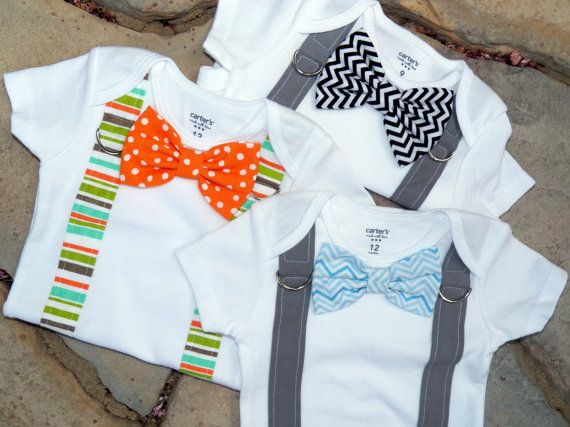 Wedding - Baby Boy Bowtie & Suspender Bodysuit - Pick Your Own - Little Man, Photo Prop, Baby Shower Gift