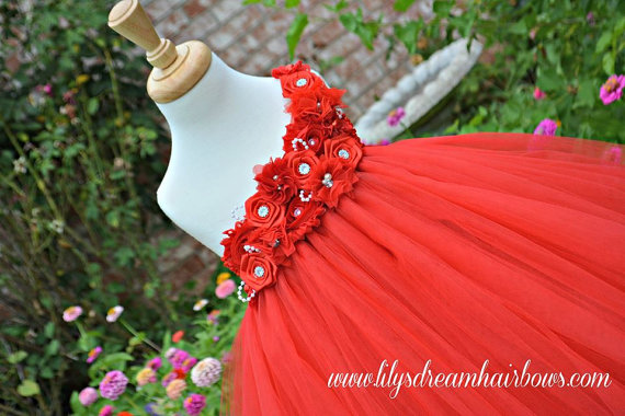 Свадьба - 5% OFF Red tutu dress, christmas tutu dress, red flower girl dress, red dress for flower girl